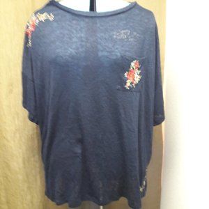 Hannah Navy Blue Hi Low Embroidery 2X